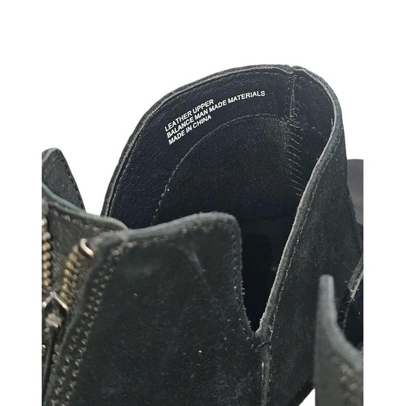 Born Kerri Boots Black Distressed Suede Ankle Zip Booties Cutout Womens Size 9.5 - Picture 7 of 10